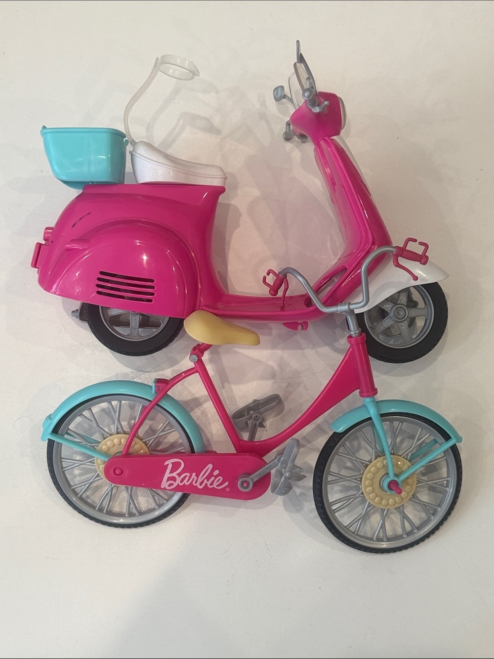 Barbie Hot Pink Scooter and Teal-Trim Bicycle Set